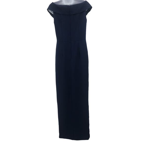 La Femme 25206 Wrap V-Neck Side Slit Maxi Dress Sleeveless Navy Blue Size 4 - Picture 5 of 9